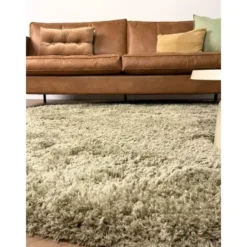 Interieur05 rond hoogpolig vloerkleed polyester Pilo groen - 340 x 240 cm
