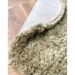 Interieur05 rond hoogpolig vloerkleed polyester Pilo groen - 340 x 240 cm