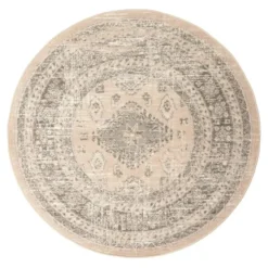 Interieur05 rond vintage Aila vloerkleed zand/beige - 120 x 120 cm