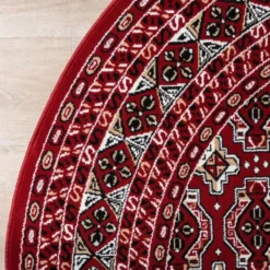 Interieur05 rond vintage vloerkleed Marad rood - 100 x 100 cm
