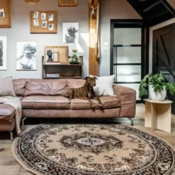 Interieur05 rond vintage Vloerkleed Nain Perzisch bruin - 200 x 200 cm