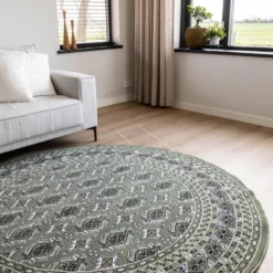 Interieur05 rond vintage vloerkleed Marad groen - 235 x 235 cm