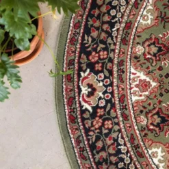 Interieur05 rond vintage vloerkleed Nain Perzisch groen - 100 x 100 cm