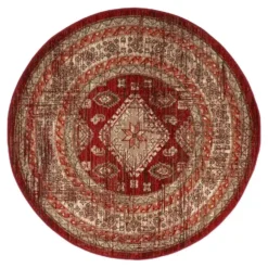 Interieur05 rond vintage vloerkleed Aila rood/oranje - 160 x 160 cm