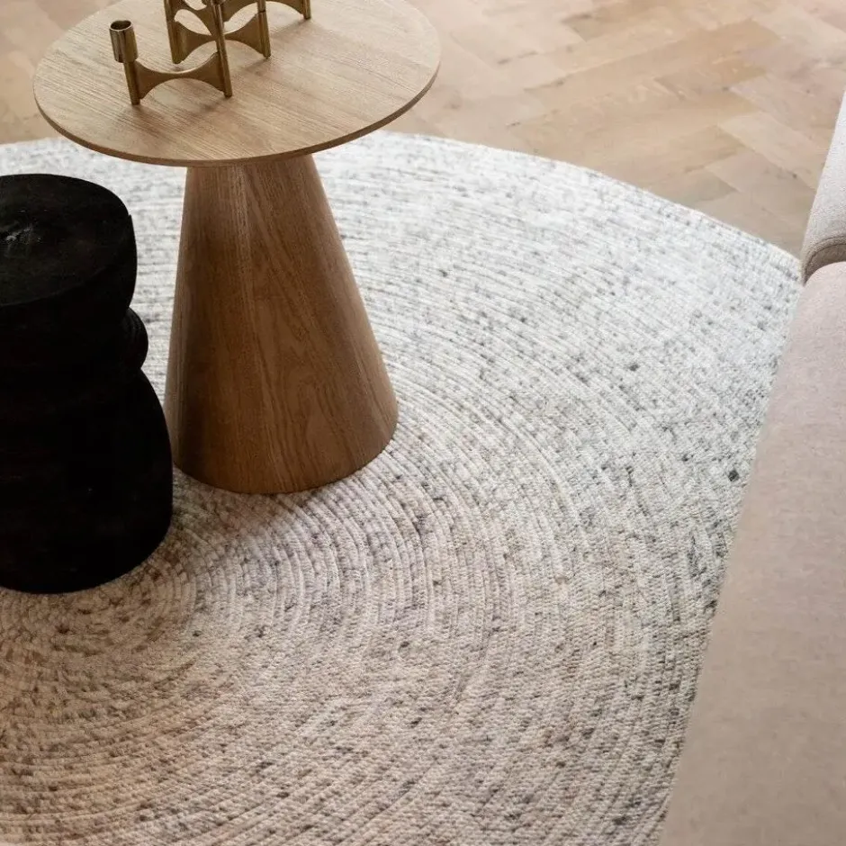 Interieur05 rond vloerkleed Gapo beige/wit - 180 x 180 cm