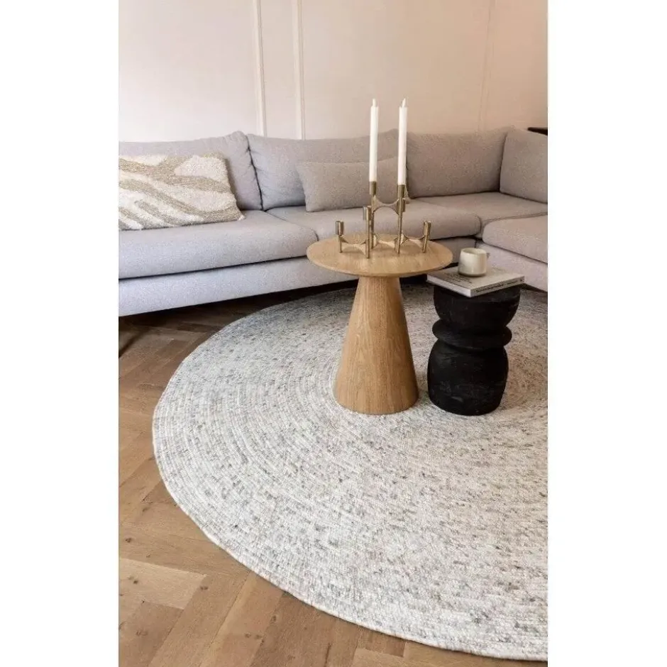 Interieur05 rond vloerkleed Gapo beige/wit - 180 x 180 cm