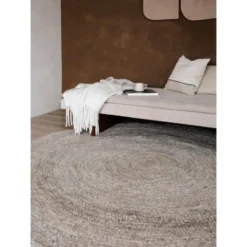 Interieur05 rond vloerkleed Gapo grijs/bruin - 150 x 150 cm