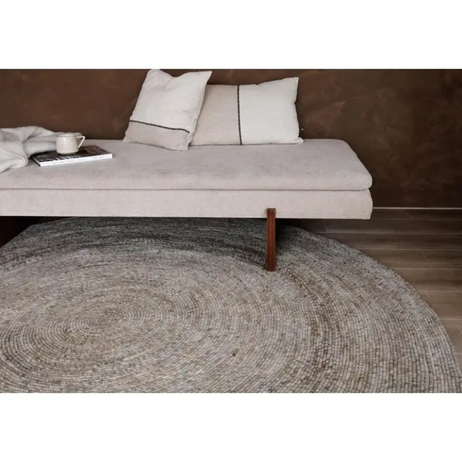 Interieur05 rond vloerkleed Gapo grijs/bruin - 180 x 180 cm