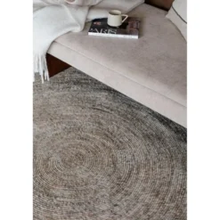 Interieur05 rond vloerkleed Gapo grijs/bruin - 180 x 180 cm