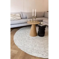 Interieur05 rond vloerkleed Gapo beige/wit - 150 x 150 cm