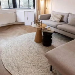 Interieur05 rond vloerkleed Gapo beige/wit - 250 x 250 cm