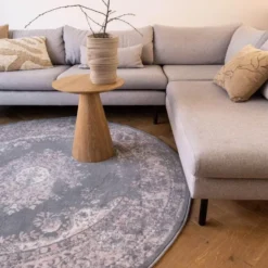 Interieur05 rond vloerkleed Keshan grijs - 160 x 160 cm