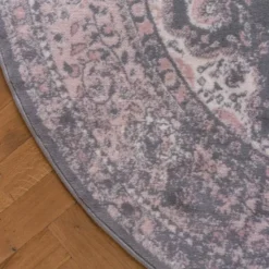Interieur05 rond vloerkleed Keshan grijs - 190 x 190 cm