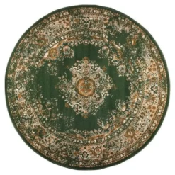 Interieur05 rond vloerkleed Keshan groen - 120 x 120 cm