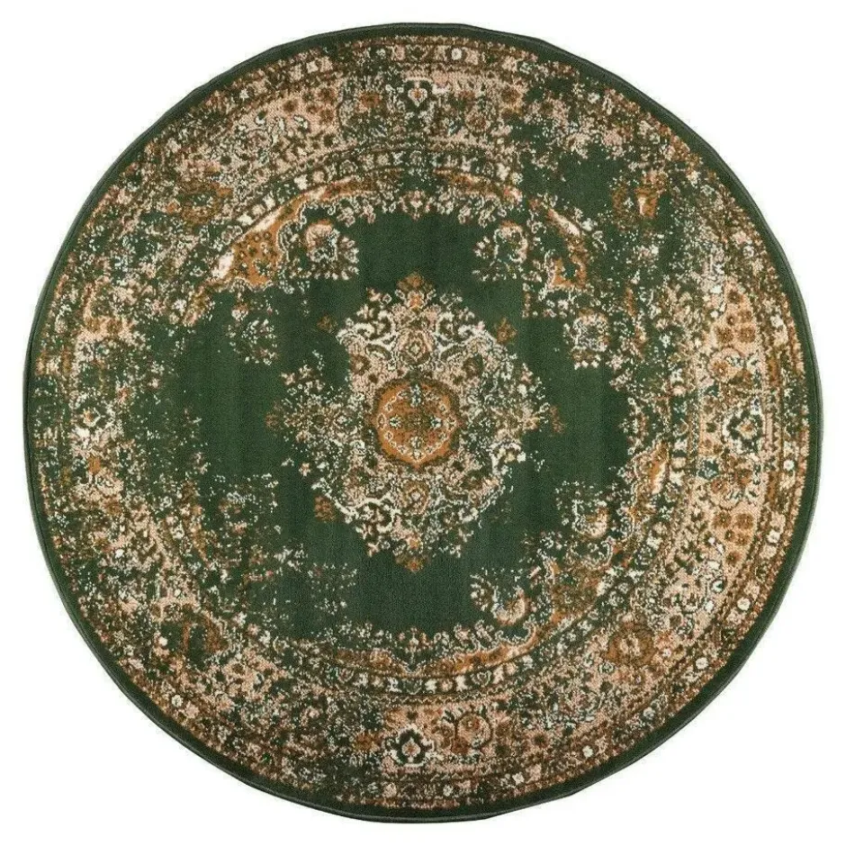 Interieur05 rond vloerkleed Keshan groen - 120 x 120 cm