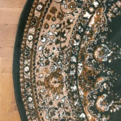 Interieur05 rond vloerkleed Keshan groen - 120 x 120 cm