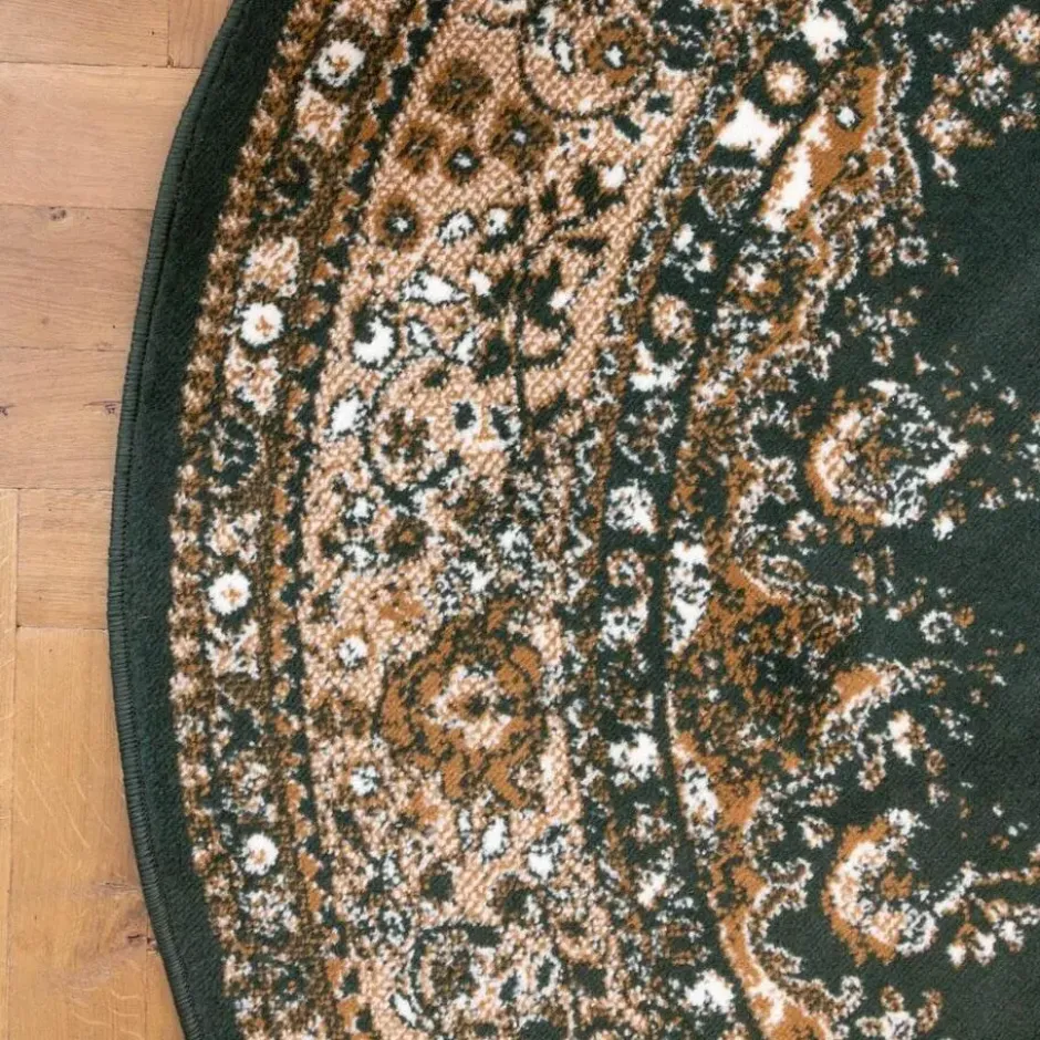 Interieur05 rond vloerkleed Keshan groen - 120 x 120 cm