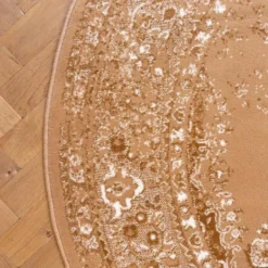 Interieur05 rond vloerkleed Keshan cognac/bruin - 160 x 160 cm
