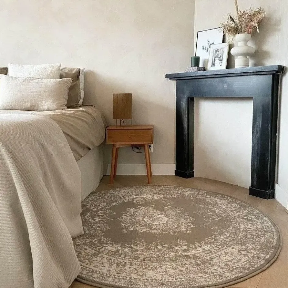 Interieur05 rond vloerkleed Keshan taupe/bruin - 190 x 190 cm