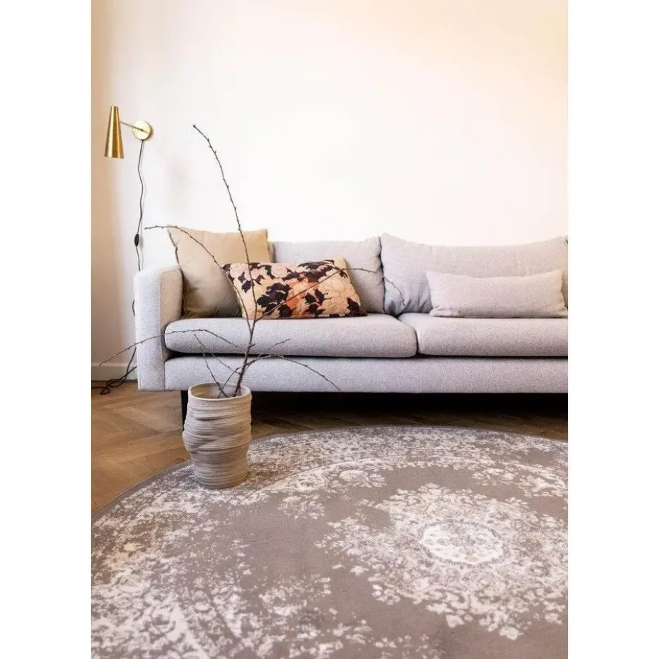 Interieur05 rond vloerkleed Keshan taupe/bruin - 190 x 190 cm