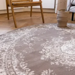 Interieur05 rond vloerkleed Keshan taupe/bruin - 190 x 190 cm