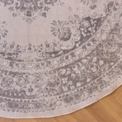 Interieur05 rond vloerkleed Keshan zand/beige - 240 x 240 cm