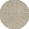 Japandi Art Rond Vloerkleed Laagpolig Effen Beige - 200 CM Ø