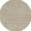 Japandi Art Rond Vloerkleed Laagpolig Effen Beige - 160 CM Ø