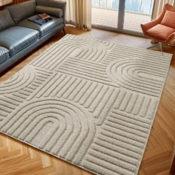 Japandi Art Vloerkleed Laagpolig Effen Beige - 200x290 CM
