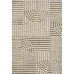 Japandi Art Vloerkleed Laagpolig Effen Beige - 140x200 CM