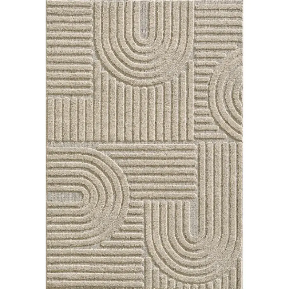 Japandi Art Vloerkleed Laagpolig Effen Beige - 140x200 CM