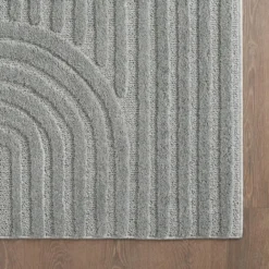 Japandi Art Vloerkleed Laagpolig Effen Grijs - 200x290 CM