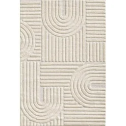 Japandi Art Vloerkleed Laagpolig Effen Creme - 140x200 CM