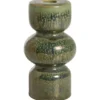 Kandelaar Bobbie - groen - keramiek - 15xØ7,9 cm