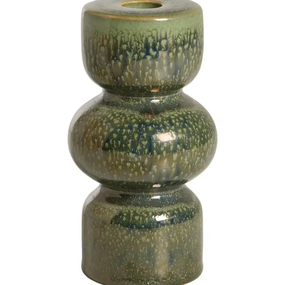 Kandelaar Bobbie - groen - keramiek - 15xØ7,9 cm