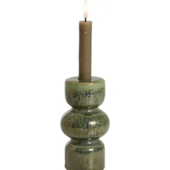 Kandelaar Bobbie - groen - keramiek - 15xØ7,9 cm