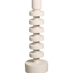 Kandelaar Coco off-white hout - 25xØ8 cm