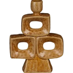 Kandelaar Stapel - bruin - keramiek - 22,5x16x7 cm