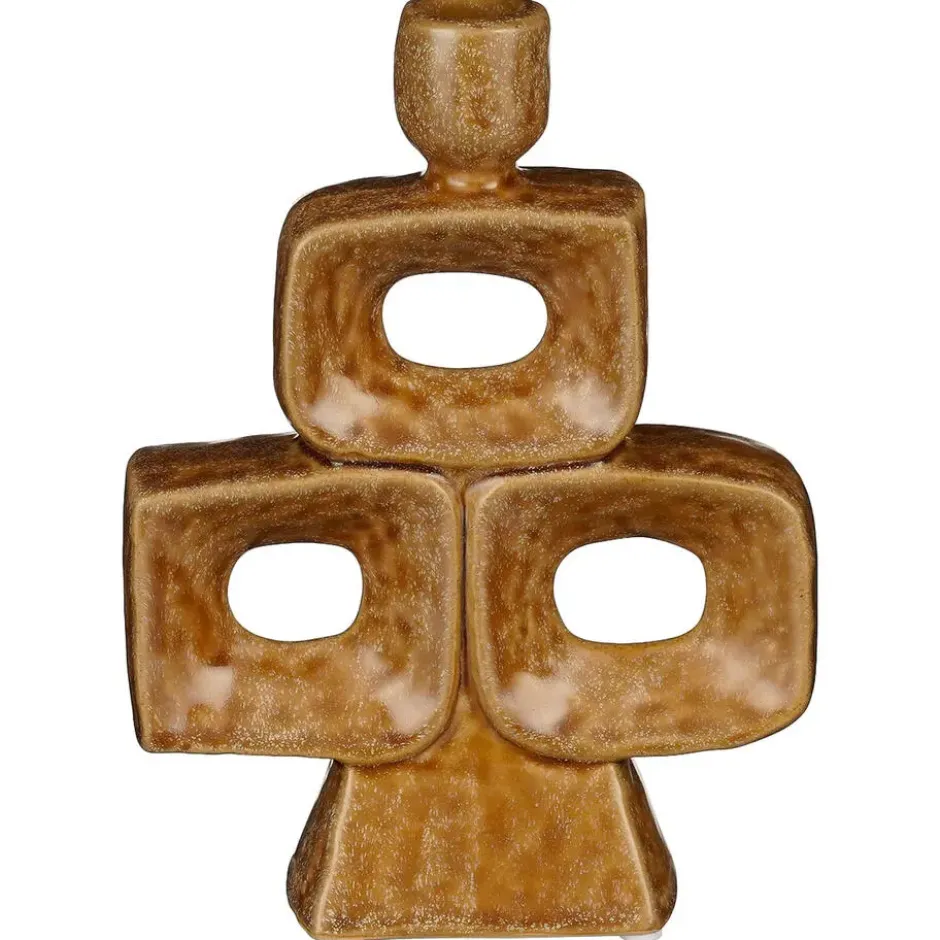 Kandelaar Stapel - bruin - keramiek - 22,5x16x7 cm