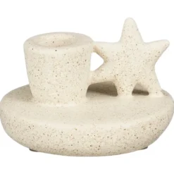 Kandelaar Ster wit keramiek - 5,6xØ10 cm