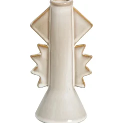 Kandelaar Ster zandkleur keramiek - 20,5x9x8,6 cm