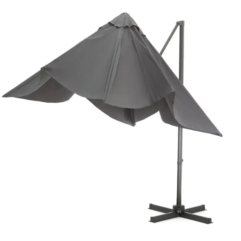 Kantelbare Zweefparasol 250x250 cm, Vierkant Zeil - Donker Grijs