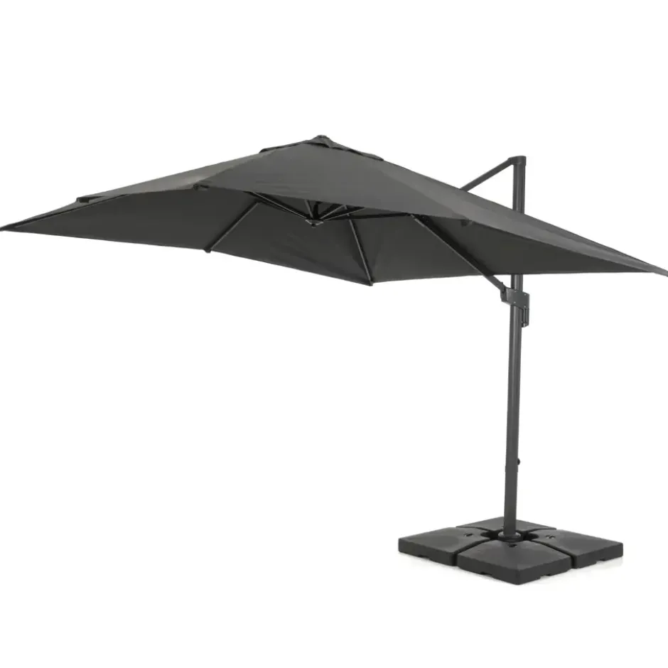 Kantelbare Zweefparasol 250x250 cm, Vierkant Zeil - Donker Grijs