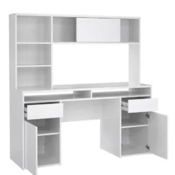 Kantoorbureau Wit Hoogglans - 149x48x156cm - Function Plus