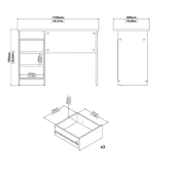 Kantoorbureau Wit - 110x49x76cm - Function Plus
