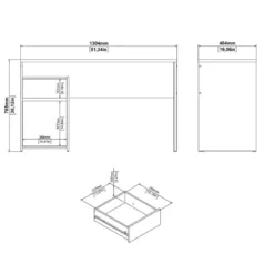 Kantoorbureau Zwart/Naturel - 130x52x77cm - Function Plus