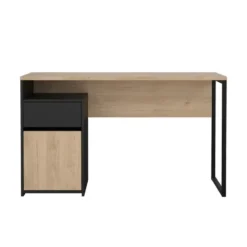 Kantoorbureau Zwart/Naturel - 130x52x77cm - Function Plus