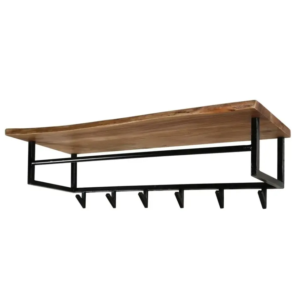 Kapstok 6 Haken Incl. Hoedenplank - Acaciahout