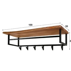 Kapstok 6 Haken Incl. Hoedenplank - Acaciahout