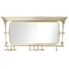 Kapstok van messing met spiegel - Goudkleurig - 28x77x33 cm